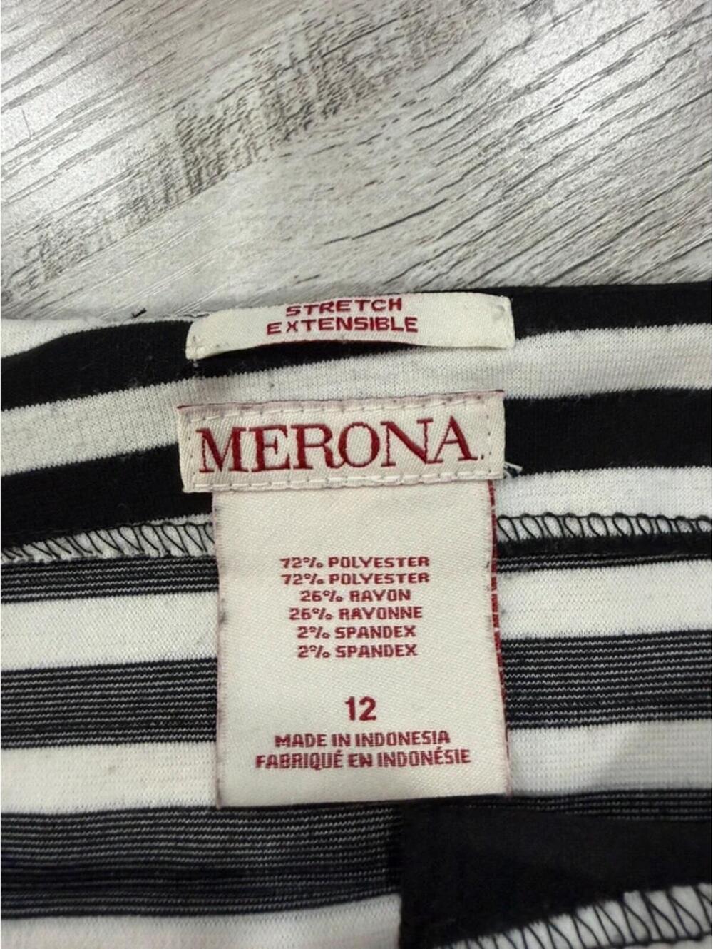 Merona Striped Bodycon Mini Skirt Stretch Y2K Office Coastal Chic - Picture 4 of 5